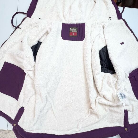 C.E. Schmidt Workwear For Her Sherpa Lined Canvas Coat Barn Coat Purple Medium - Picture 7 of 11